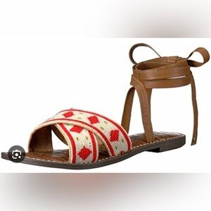 Sam edelman Luisa Brown and Red Beaded Women's Sandals size 9.5